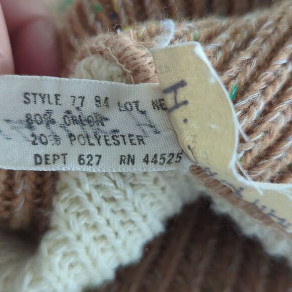 Vintage 70s Sears tan and‎ white striped rainbow cardigan sweater - Picture 9 of 10